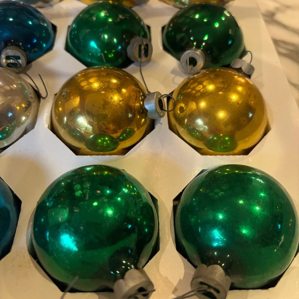 Rauch Multicolor Vintage Holiday Classics Round Ball Glass Ornaments 32ct USA